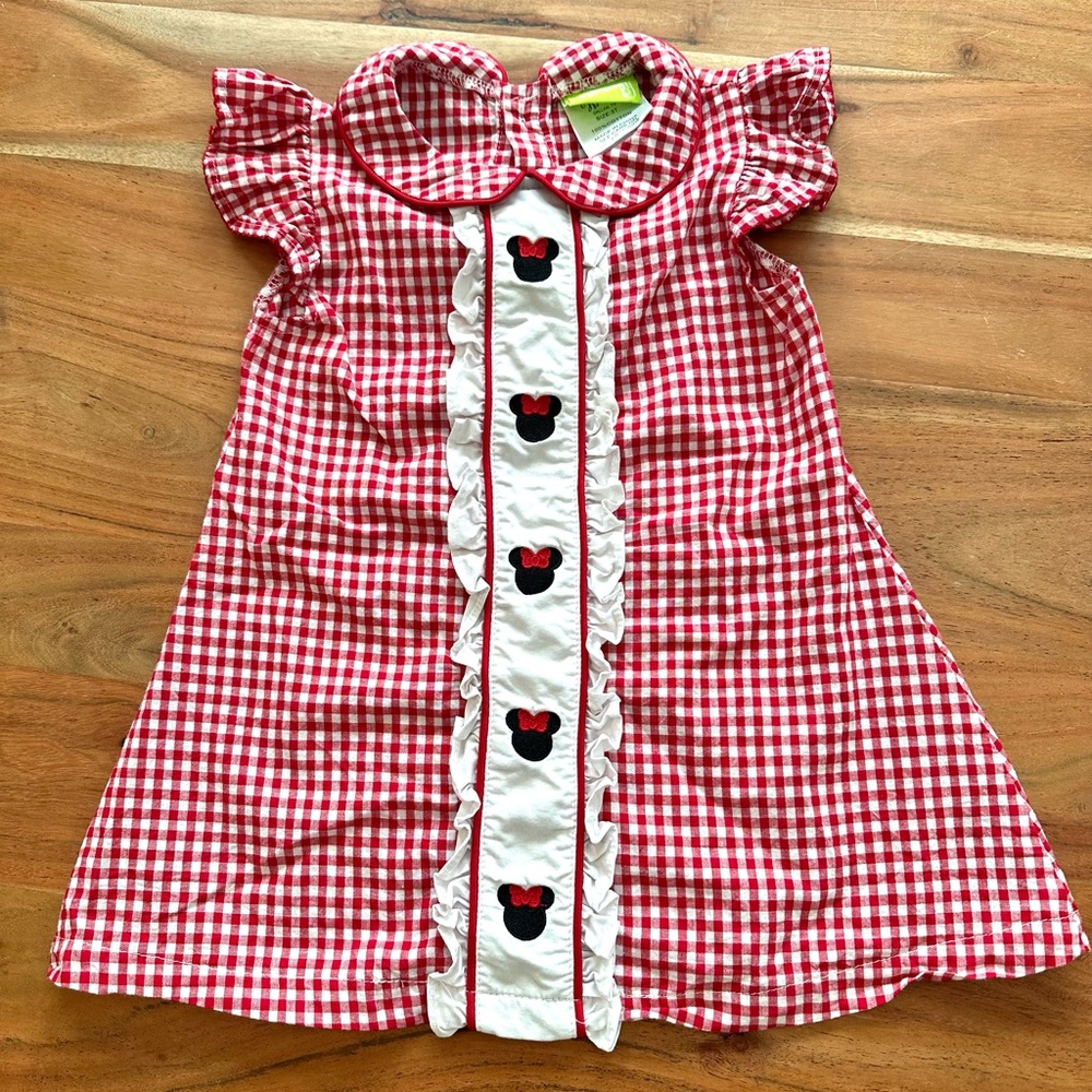 Red Gingham Minnie Mouse Accent Kids Dress - Unbranded